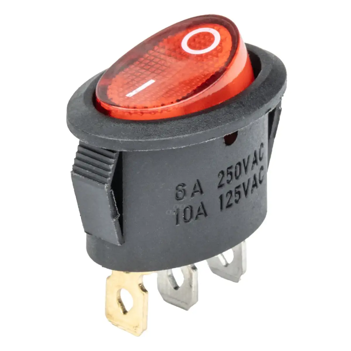 AMIO Elipsveida slēdzis 12V/230V (ar sarkanu