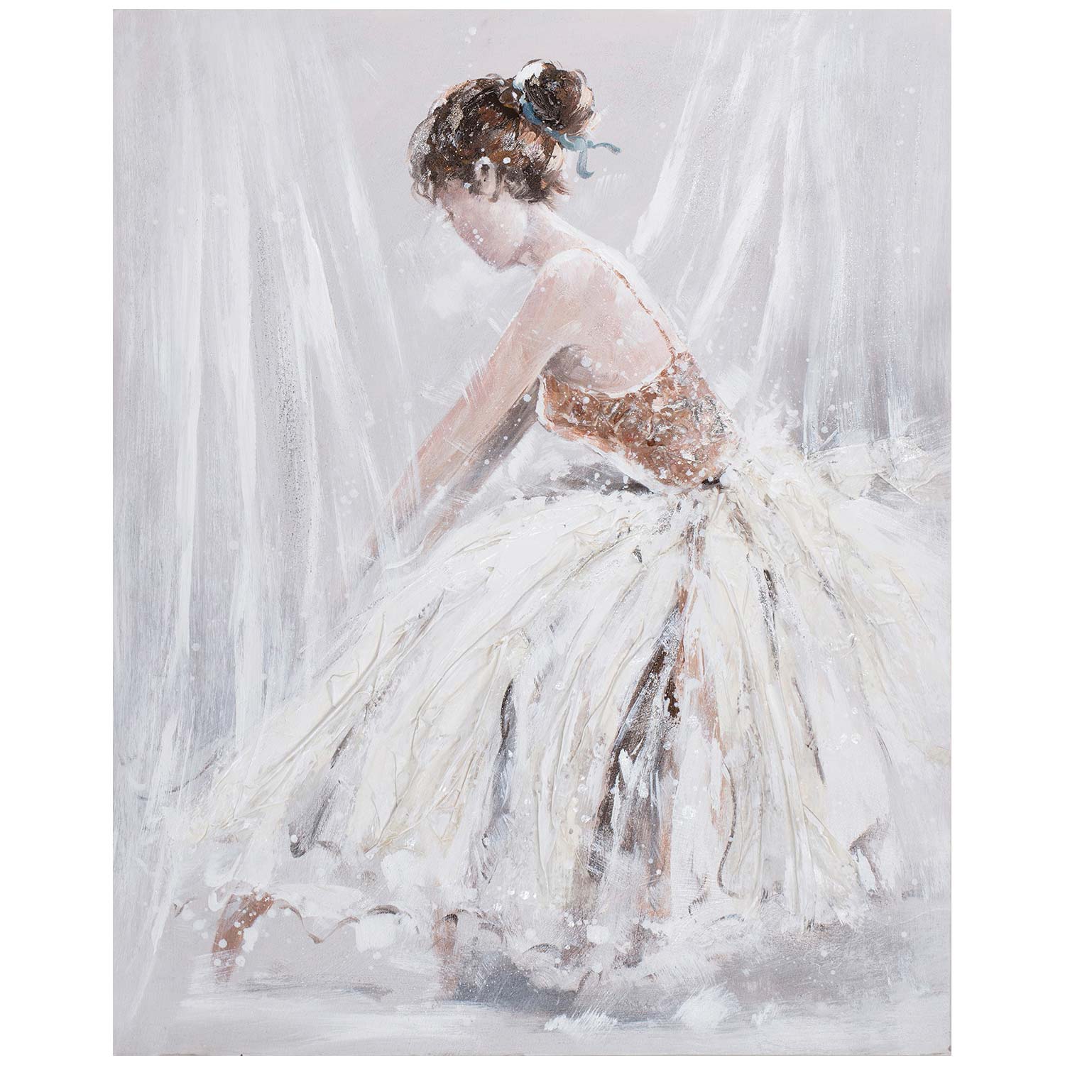 Eļļas glezna 80x100cm, sieviete baltajā kleitā