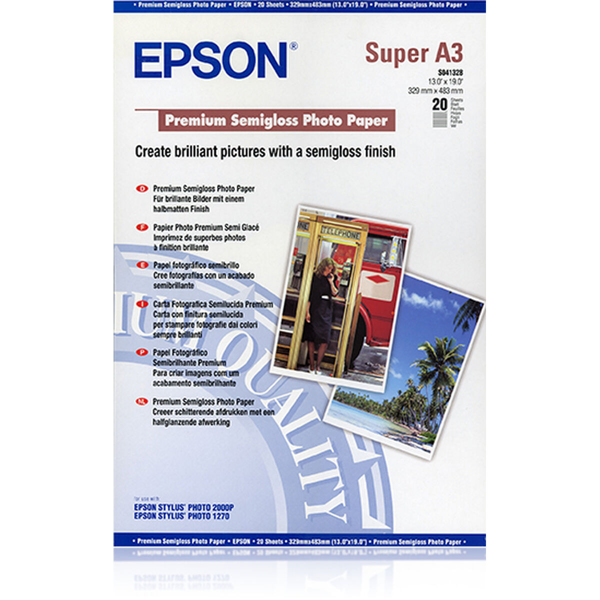 EPSON A3+, premium pusglancēts fotopapīrs (20