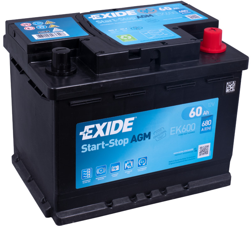 EXIDE AGM EK600 12V 60Ah(c20) 680A(EN)