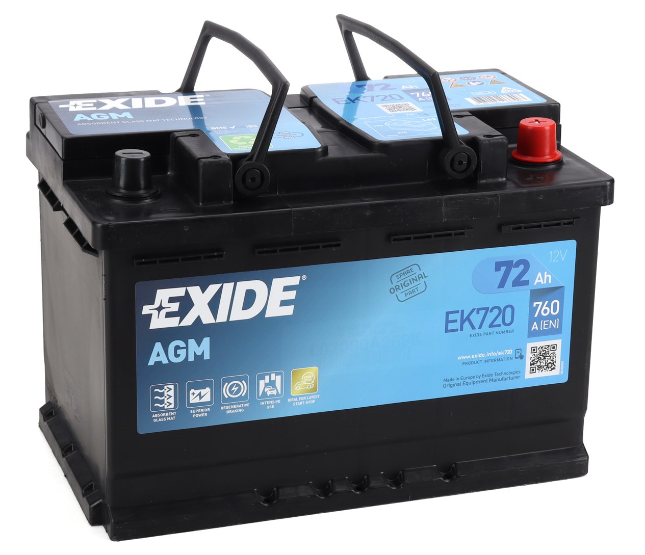 EXIDE START-STOP AGM EK720 12V 72Ah