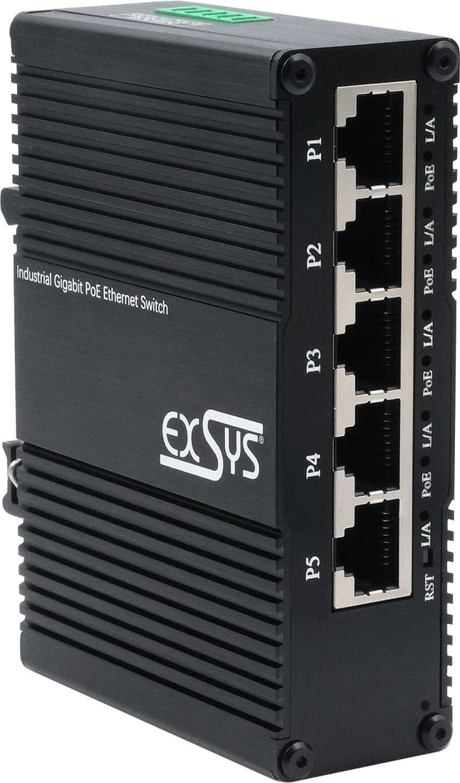 Exsys EX-62030MPOE Mini 5-Port Industrial Gigabit