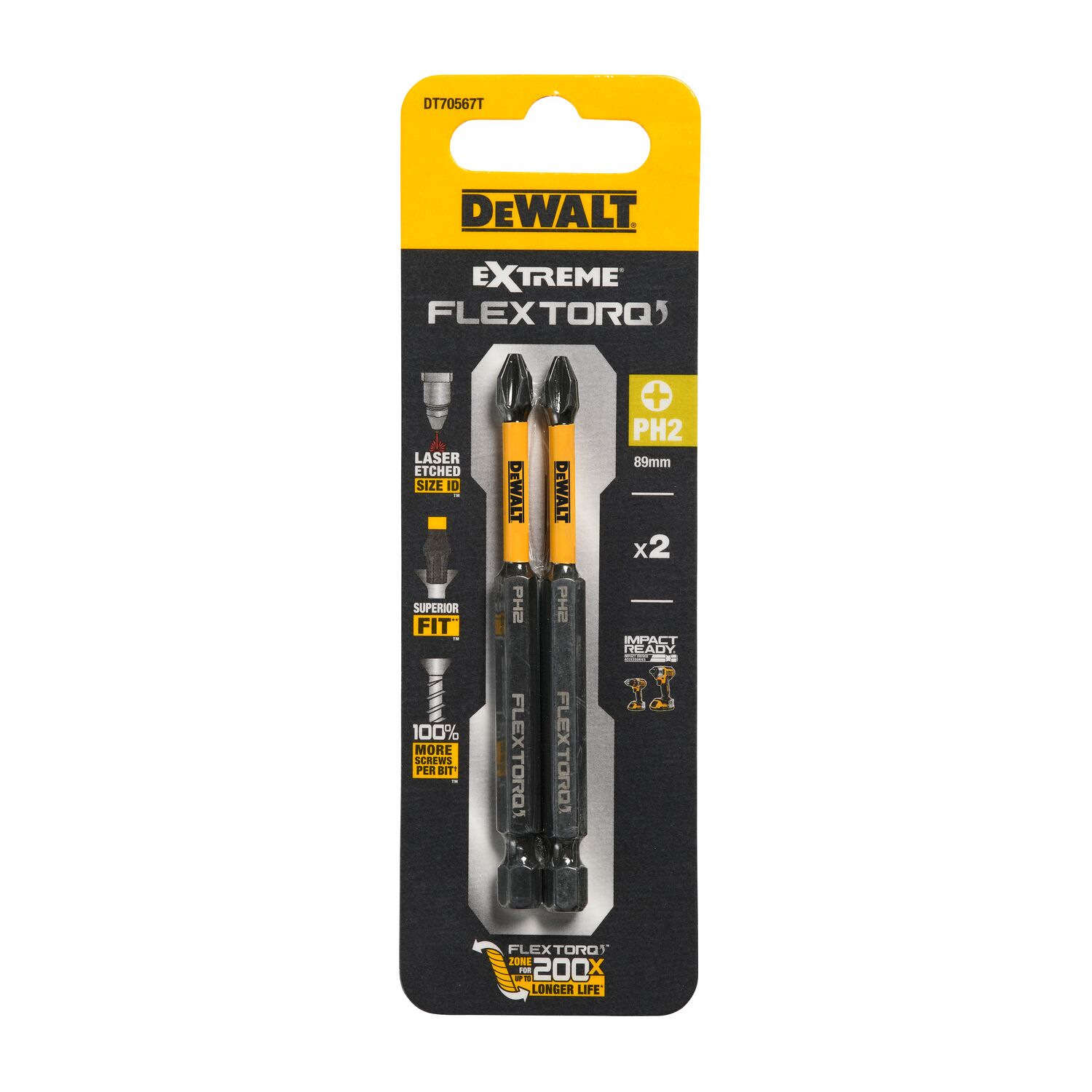 DeWALT Skrūvgriežu uzgaļu komplekts PH2 89mm