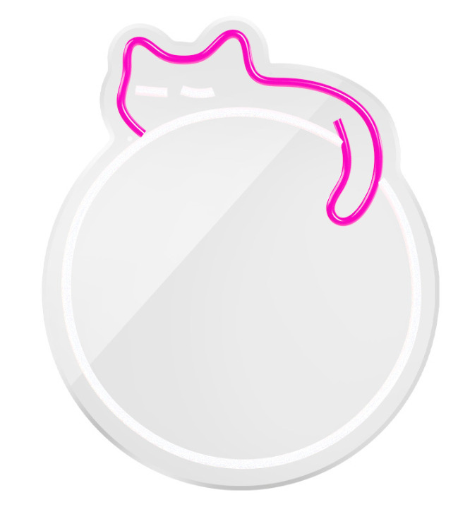 Neon MIRROR LED SLEEPING CAT white