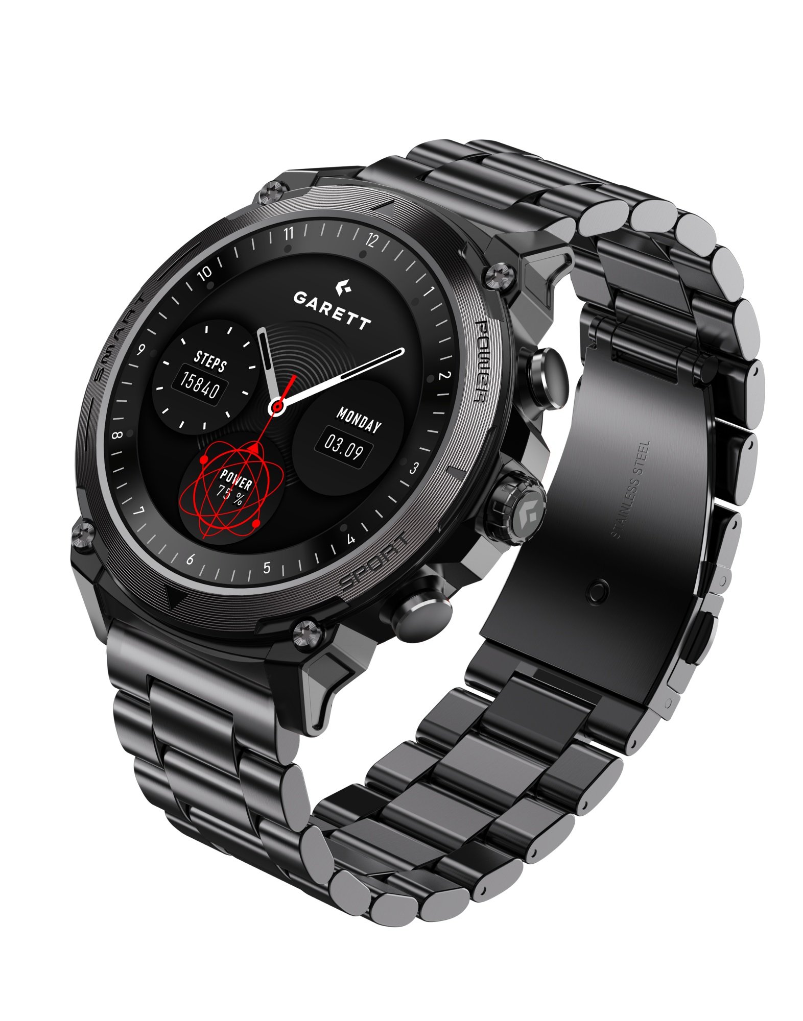 Garett Atom Black steel Viedpulkstenis |