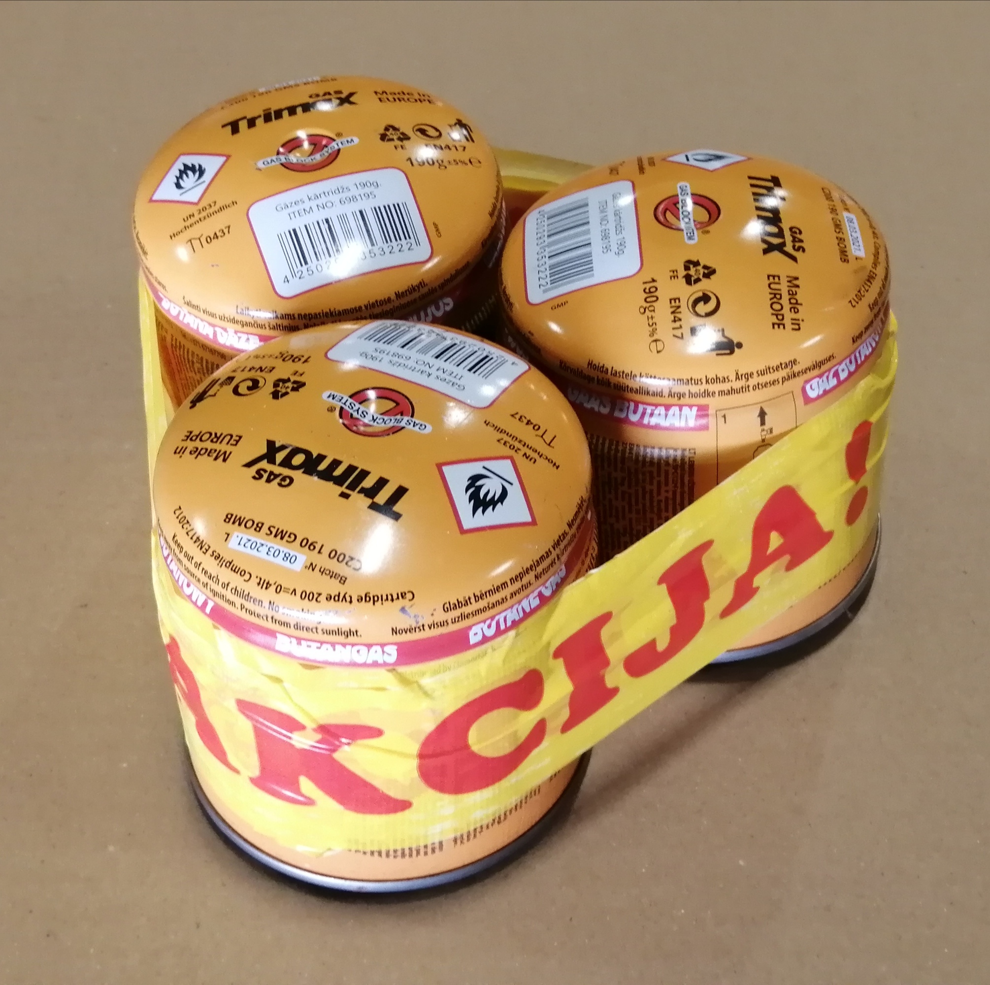 TRIMAX Gas Gāzes kārtridžu 190gr., komplekts