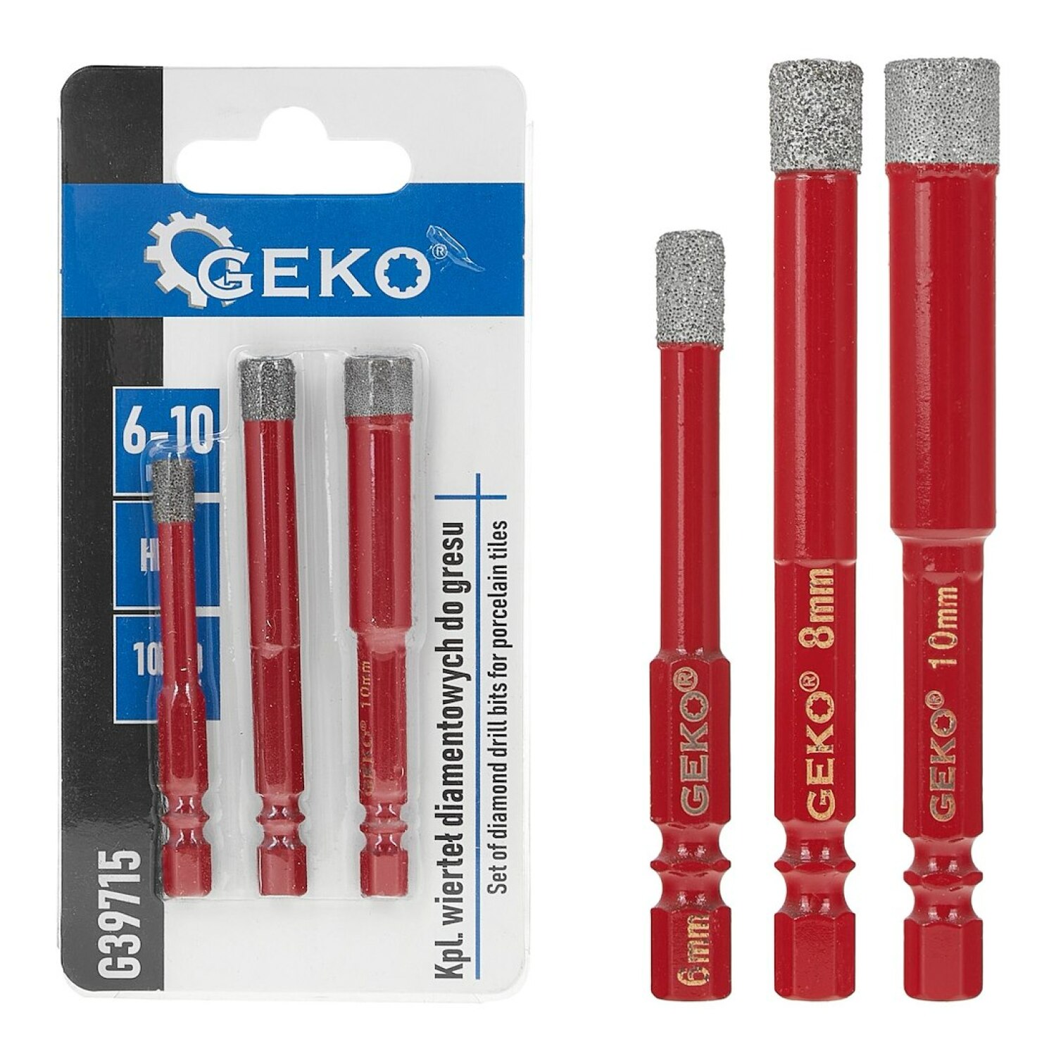 Geko Dimanta kroņurbis G39715, 6mm, 8mm