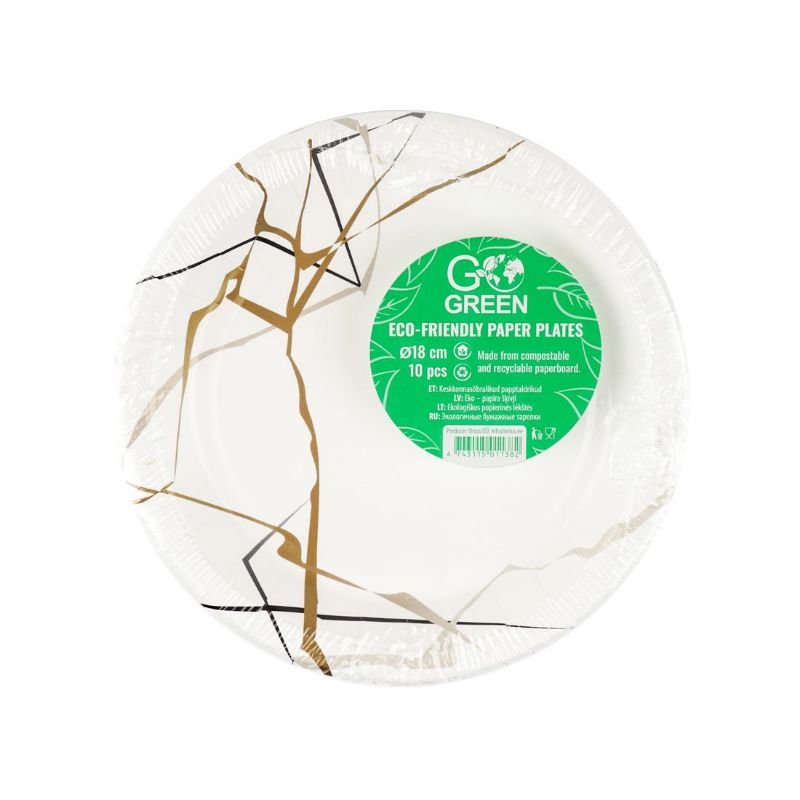 GOGREEN Ekoloģiski papīra šķīvji Marble Go