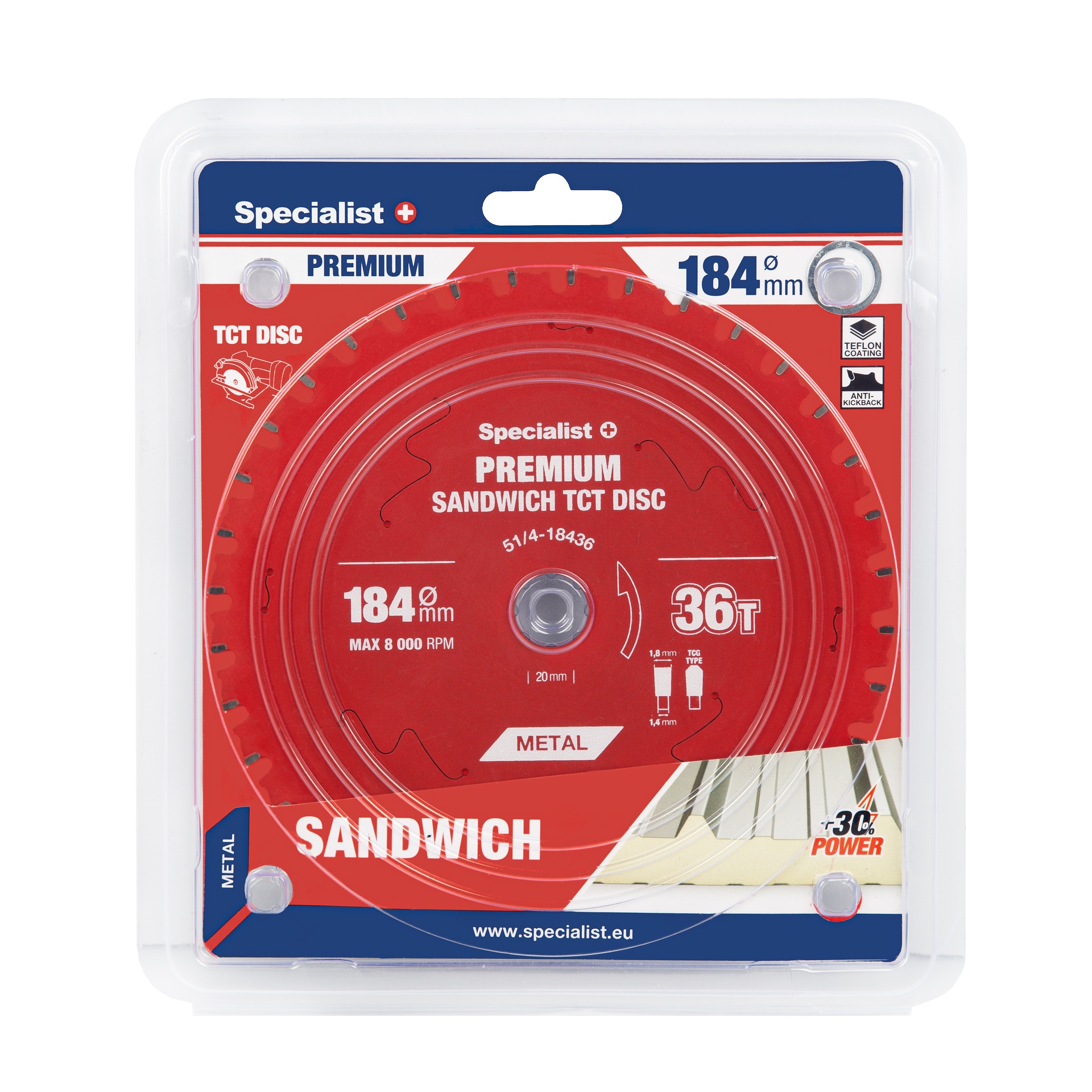 Griešanas disks 184x36Tx20/16mm, Sandwich PREMIUM, SPECIALIST+
