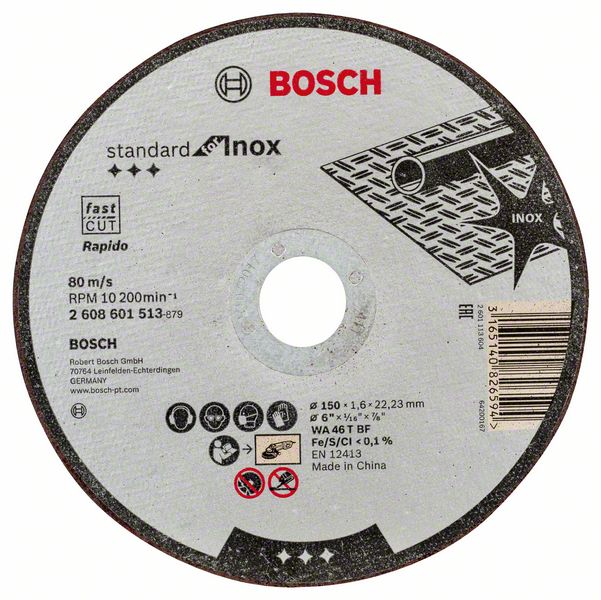 BOSCH Griešanas disks, taisns Inox, D=150