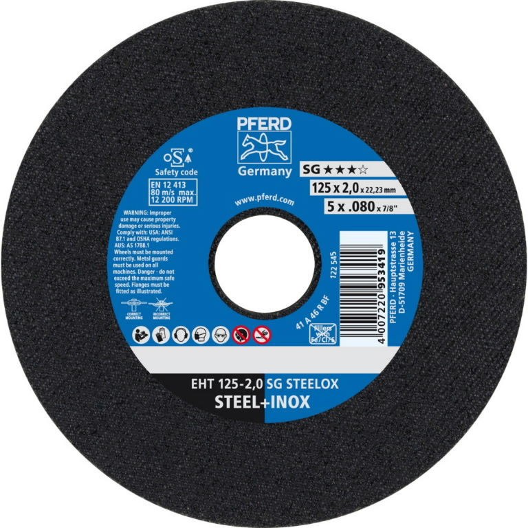 Griezējdisks SG Steelox 125x2mm, Pferd |