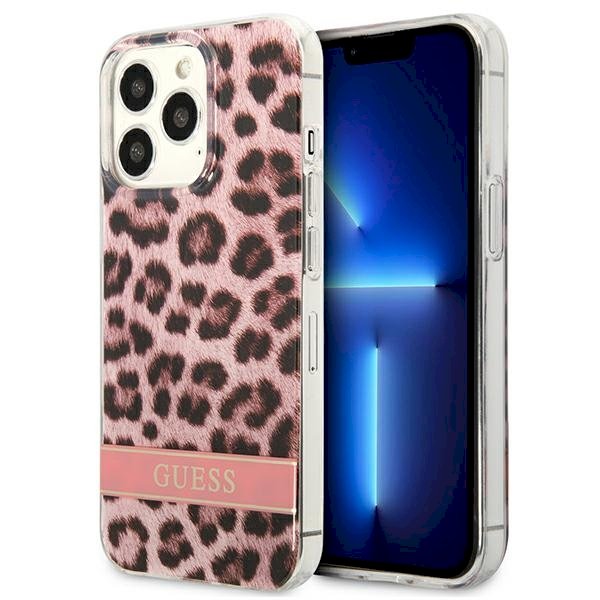 Guess GUHCP13LHSLEOP Leopard Aizsargapvalks priekš iPhone