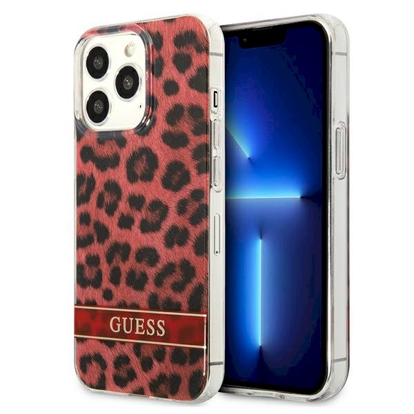 Guess GUHCP13LHSLEOR Leopard Aizsargapvalks priekš iPhone