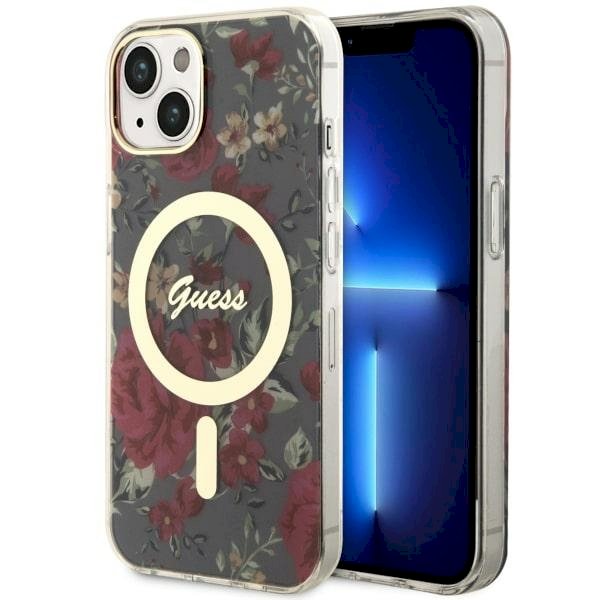 Guess GUHMP14MHCFWSA Hardcase Flower MagSafe Aizsargapvalks
