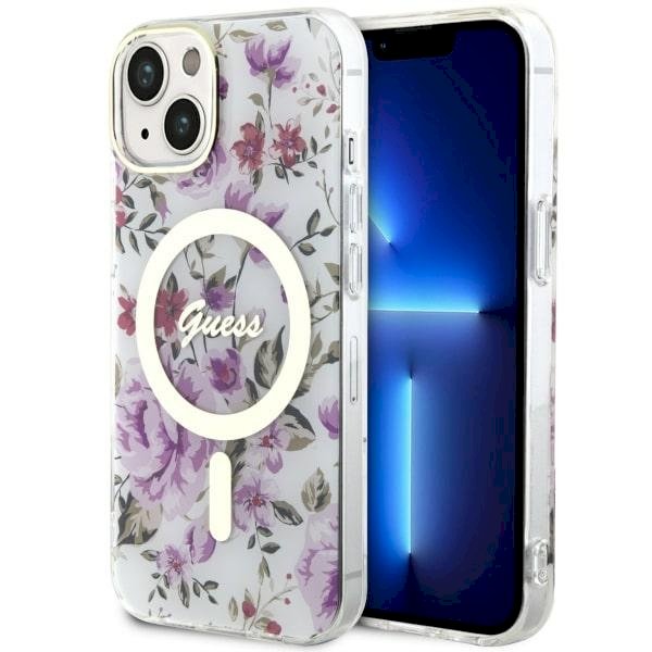 Guess GUHMP14MHCFWST Hardcase Flower MagSafe Aizsargapvalks