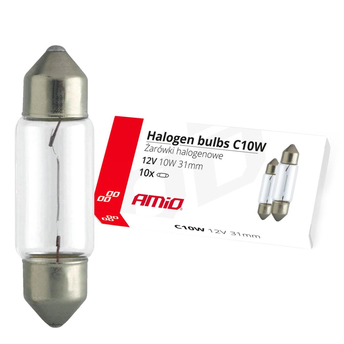 AMIO Halogen spuldze C10W Festoon 31mm
