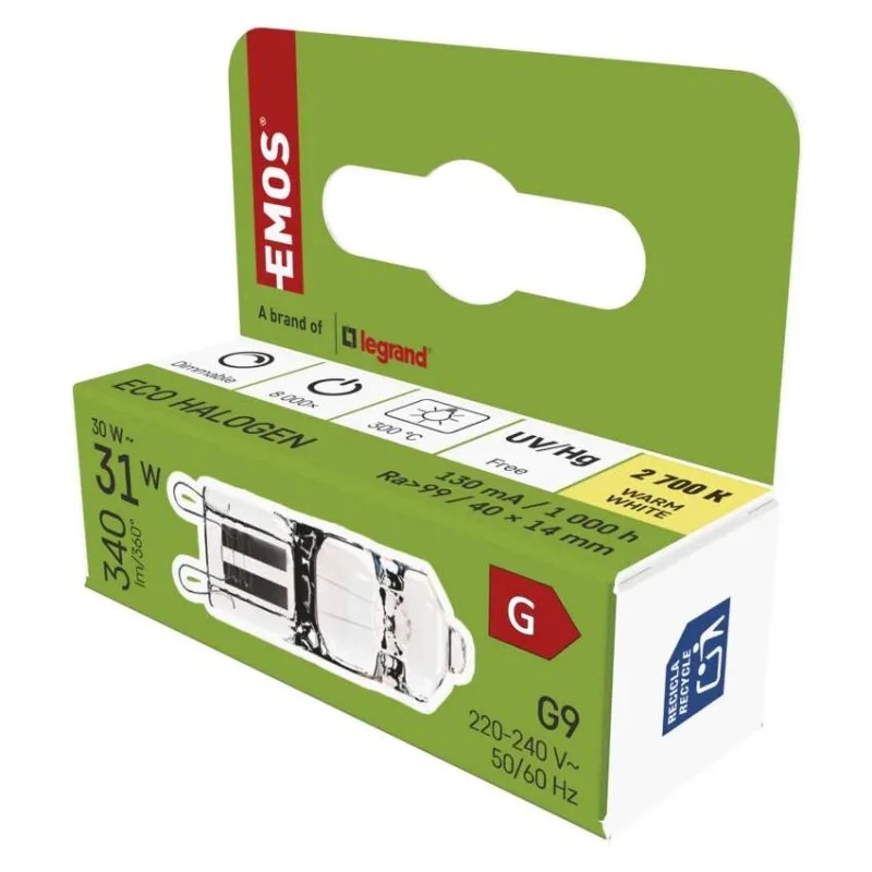 EMOS Halogēnā spuldze G9 30 W