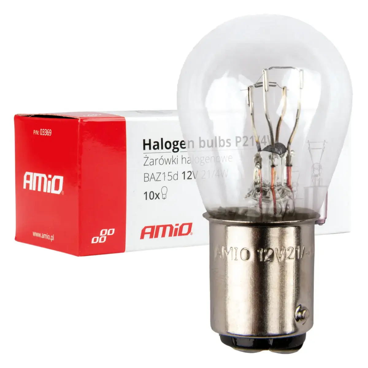 AMIO Halogēna spuldzes P21/4W 12V BAZ15d