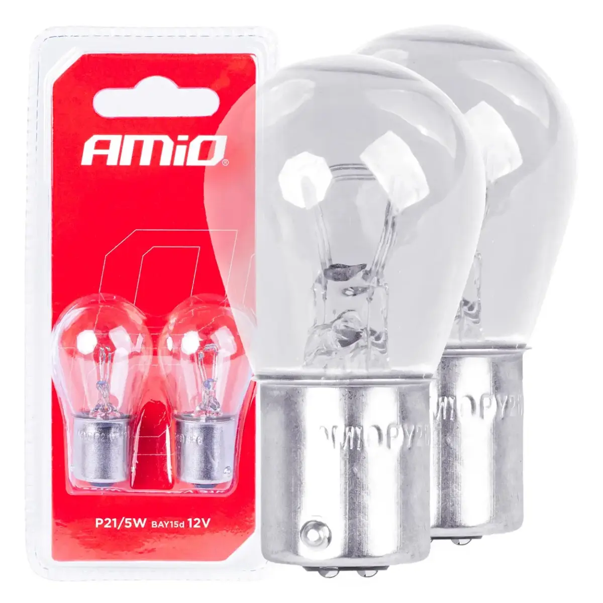 AMIO Halogēna spuldzes P21/5W BAY15d 12V