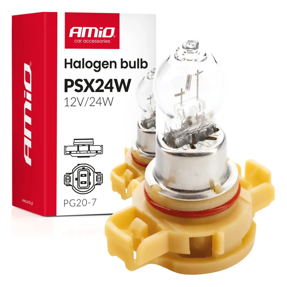 Halogēnspuldze PSX24W PG20-7 12V 24W AMIO-04411