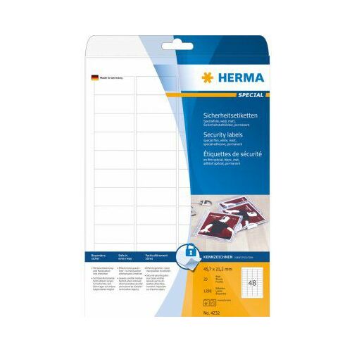 HERMA drošības etiķetes white 45,7x21