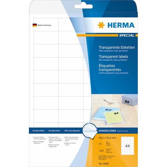 HERMA Etiķetes caurspīdīgas matētas A4 48