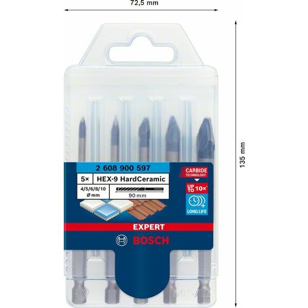 HEX-9 HardCeramic Komplekts 4/5/6/8/10 mm Bosch