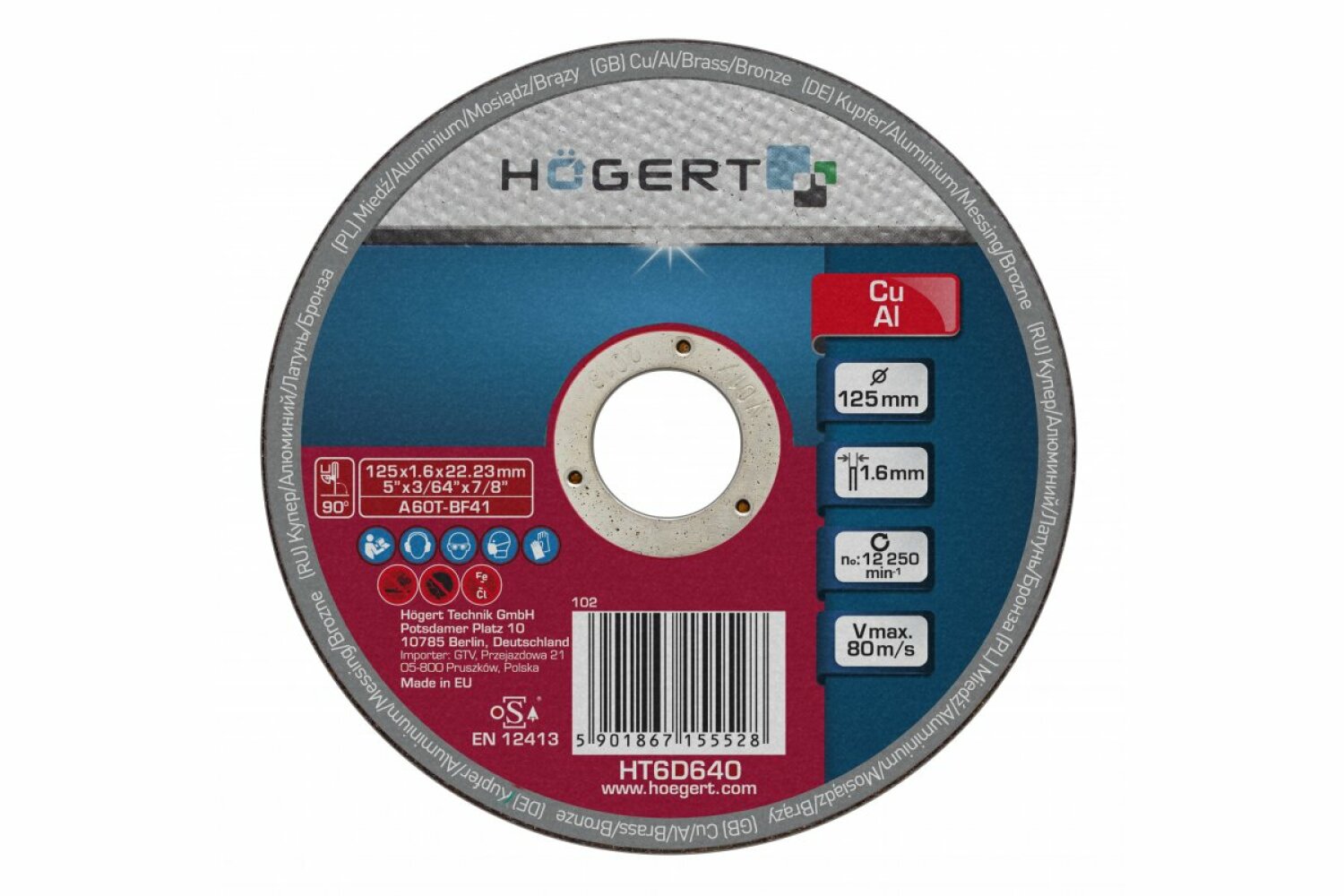 Hogert griešanas disks HT6D640, 125mm, 1