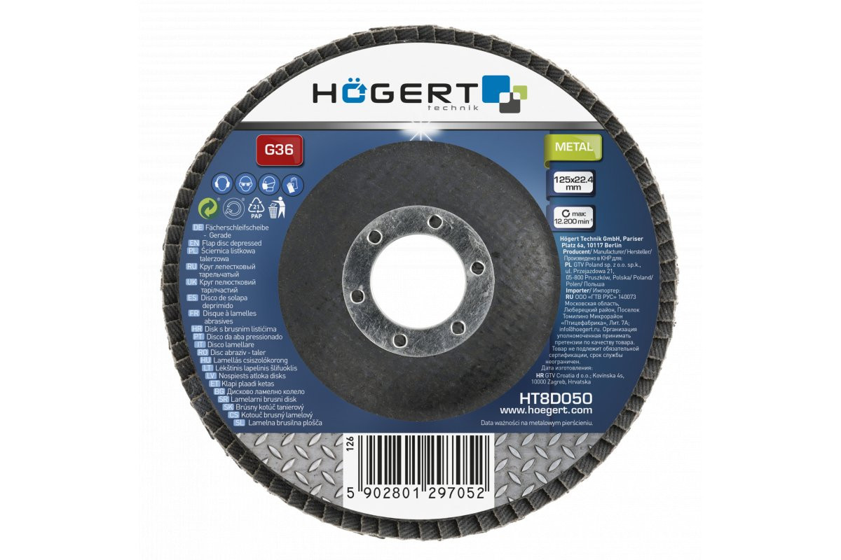 Hogert HT8D052 lapiņu slīpdisks, 125mm, 22