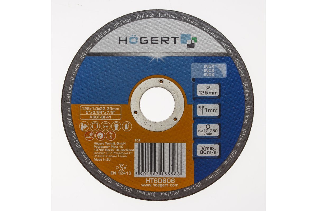 Hogert slīpēšanas disks HT6D606, 125mm, 1mm
