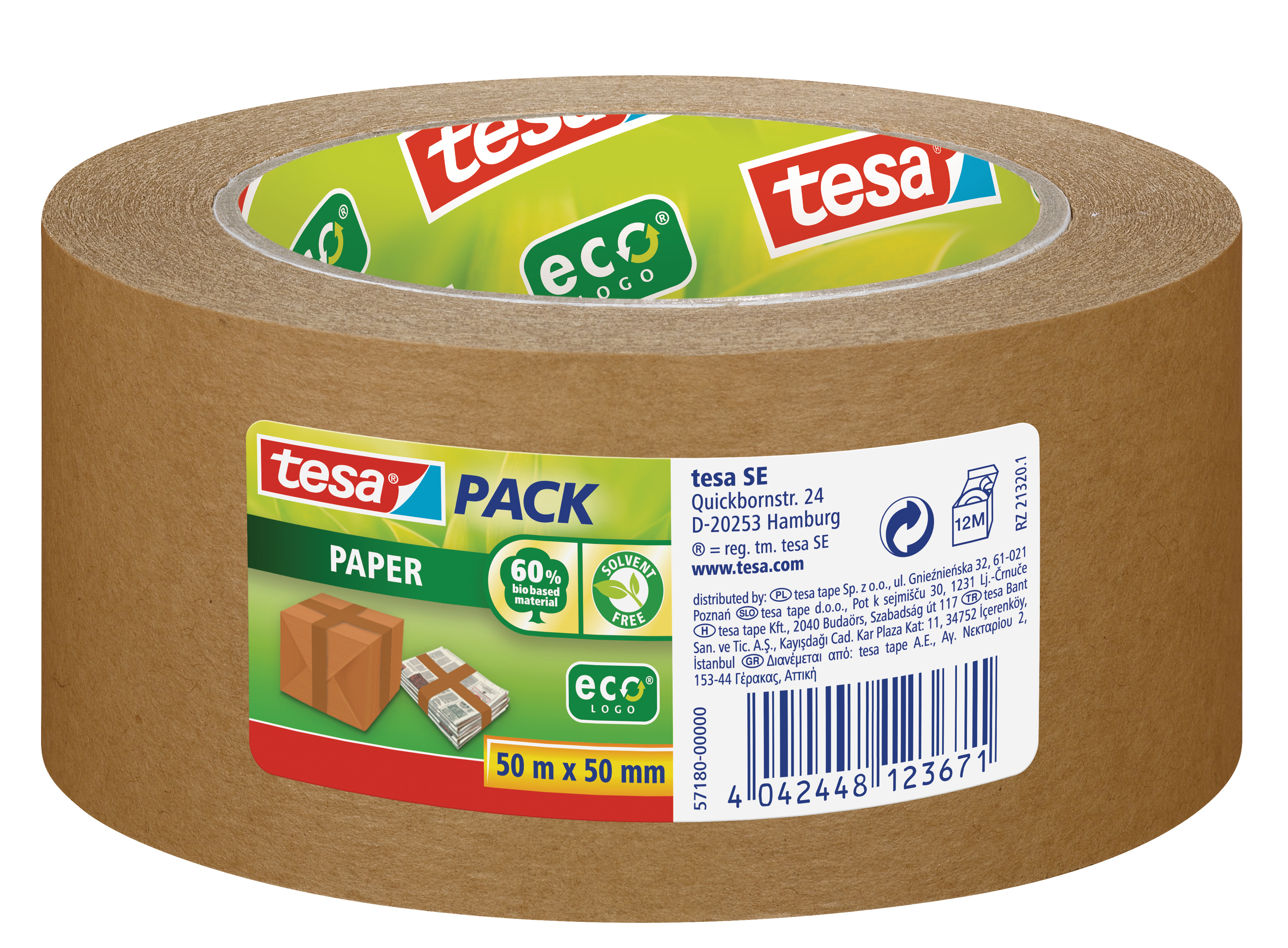 Iepakošanas līmlente tesapack® ecoLogo®, videi draudzīga