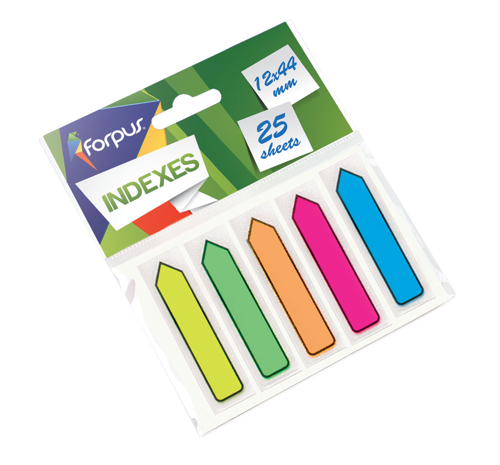 Indeksi-"bultas" PVC 25x44mm neona 5x25lp
