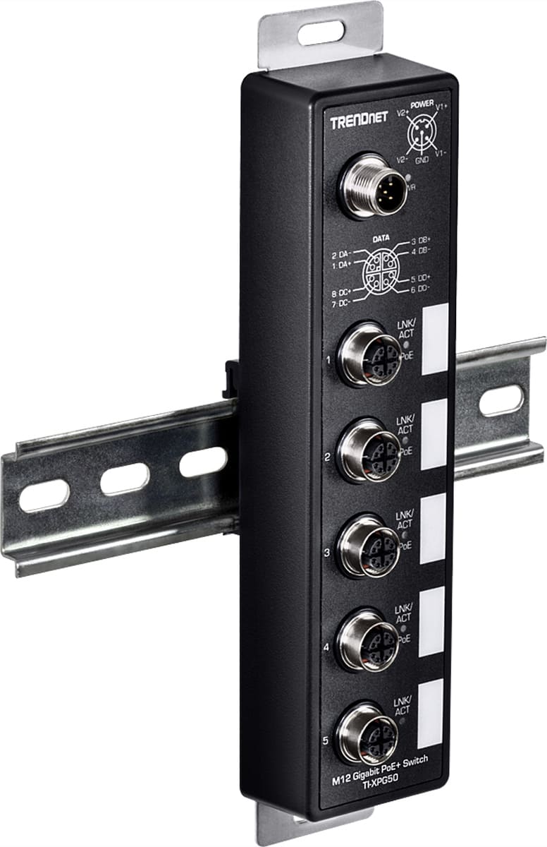 Industriālais TRENDnet 5 portu EN50155 M12