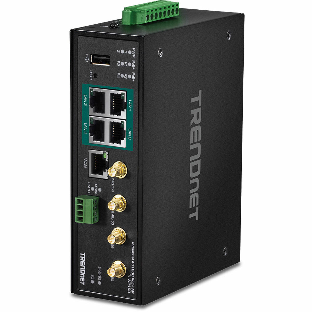 Industriāls AC1200 bezvadu Gigabit PoE+ maršrutētājs