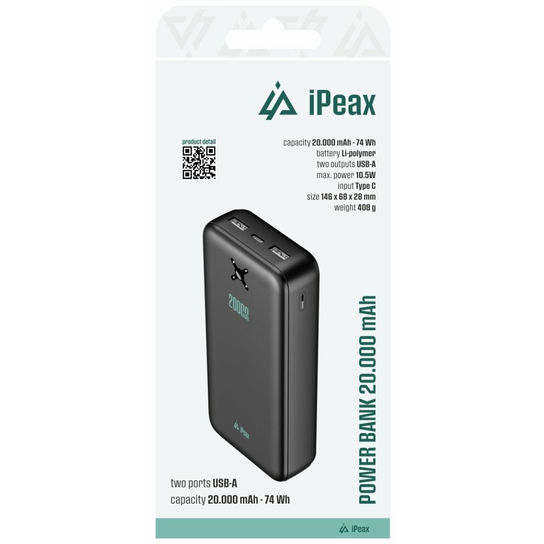 IPeax Power Bank 2x USB-A Ārējā
