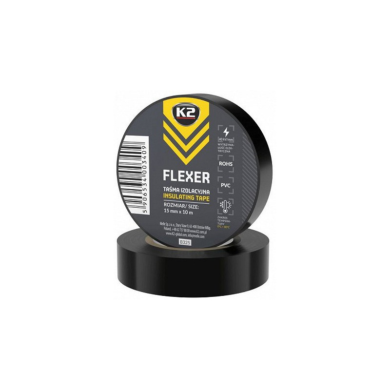 Izolācijas lenta melna 15mm/10m K2 (K2B325)