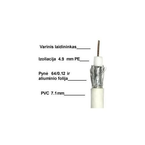 CABLETECH Koaksiālais kabelis RG6U vara 75Om