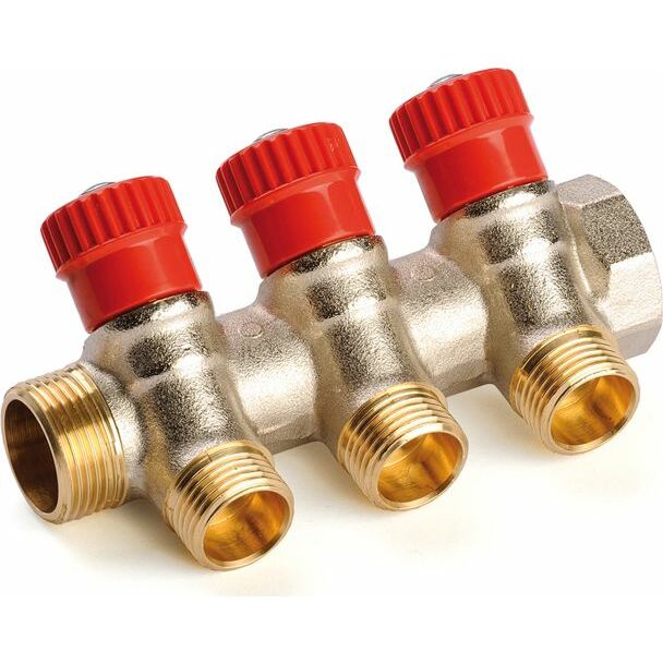 Kolektors ar ventiļiem 1"-3-ceļi 1/2"