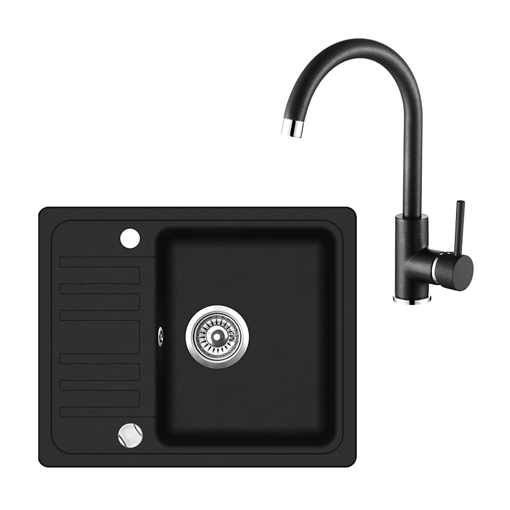 AQUASANITA Komplekts granīta izlietne SQ102+maisītājs 5523