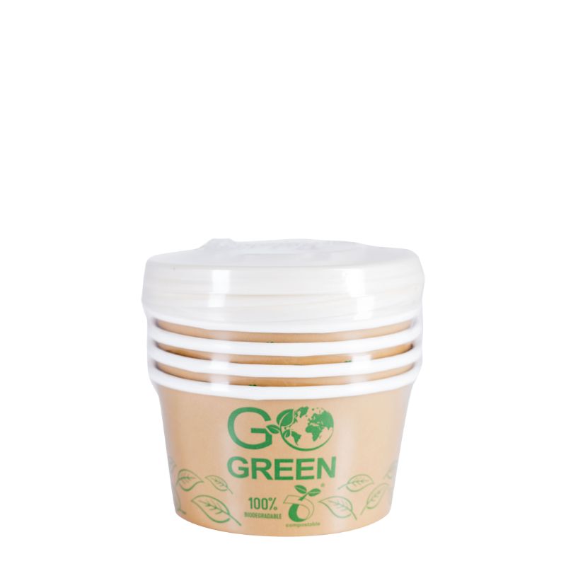 GOGREEN Kompostējamie ēdienu trauki ar vāciņiem