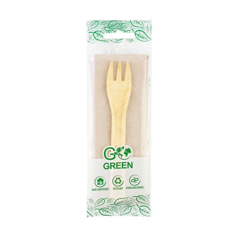 GOGREEN Kompostējams piknika komplekts (dakša, salvete)