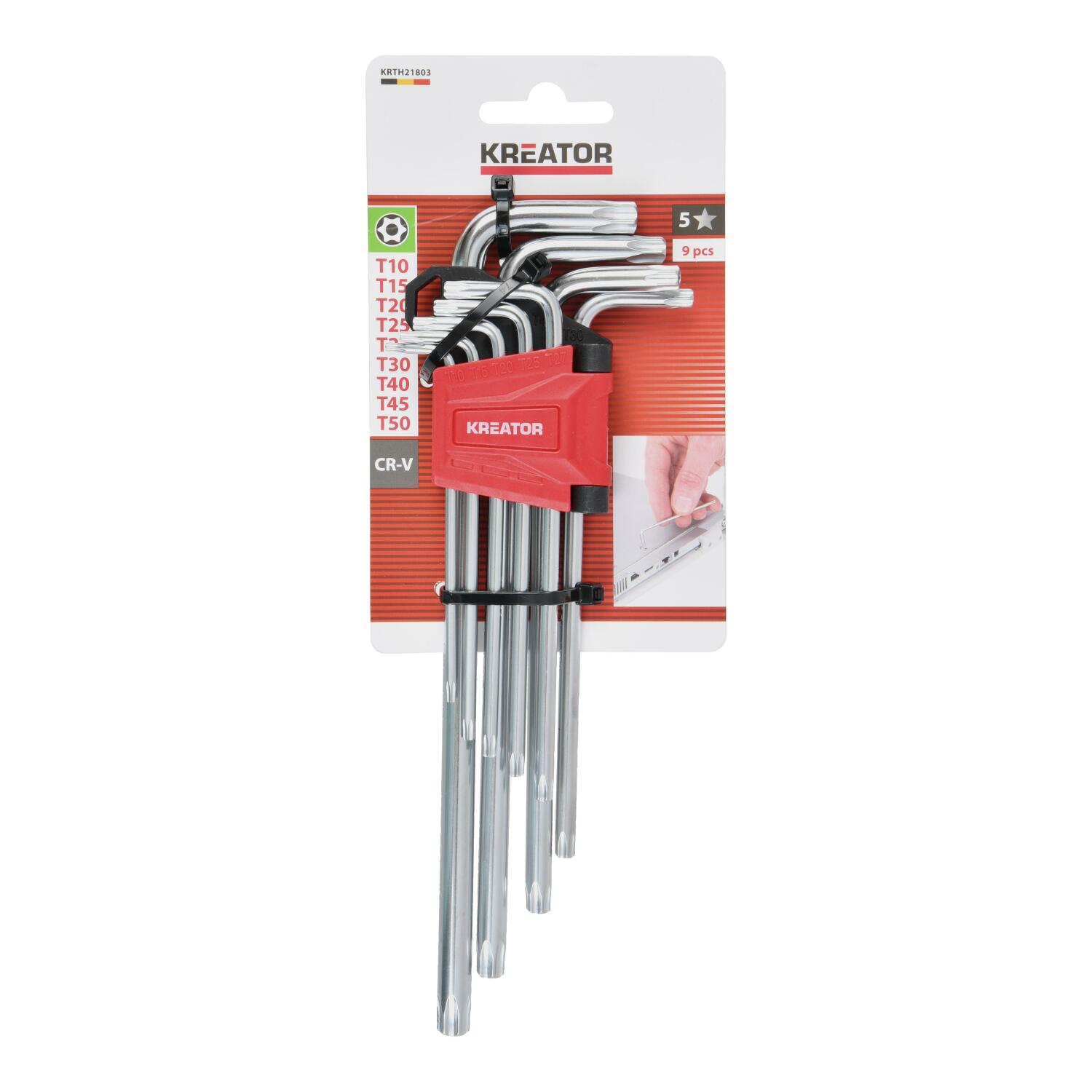 KREATOR Garais Torx atslēgu komplekts 9