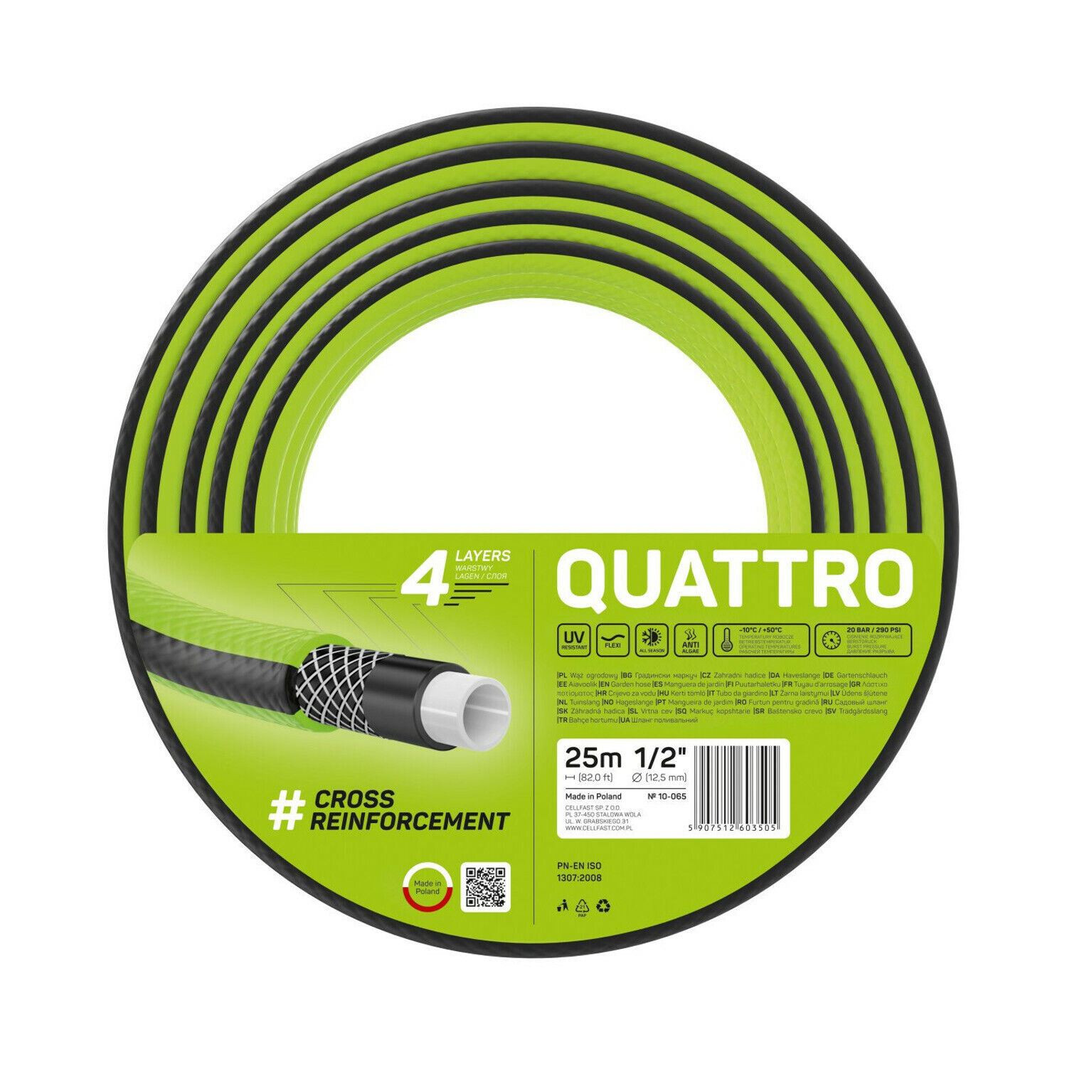 CELLFAST Laistīšanas šļūtene Quattro 1/2" 25