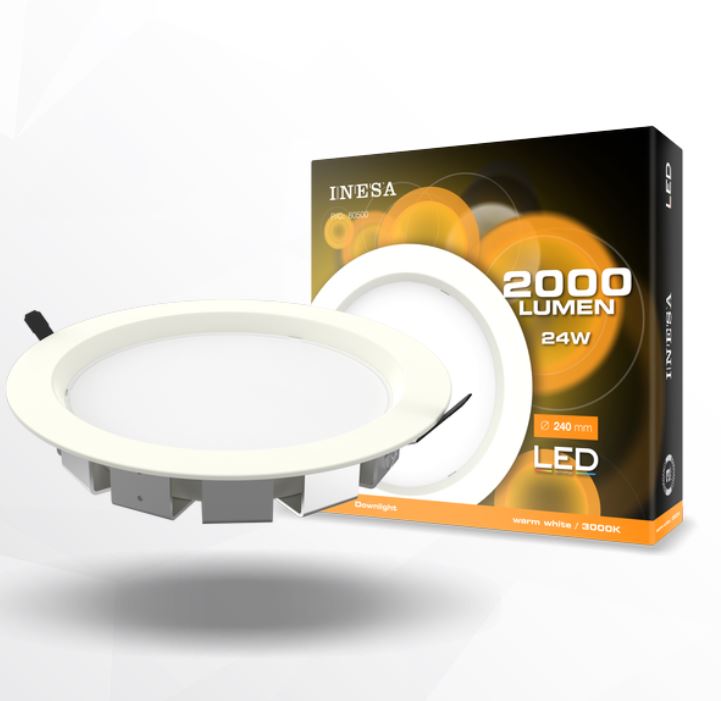 LED gaismeklis apaļš iebūuvējams 24W 230V