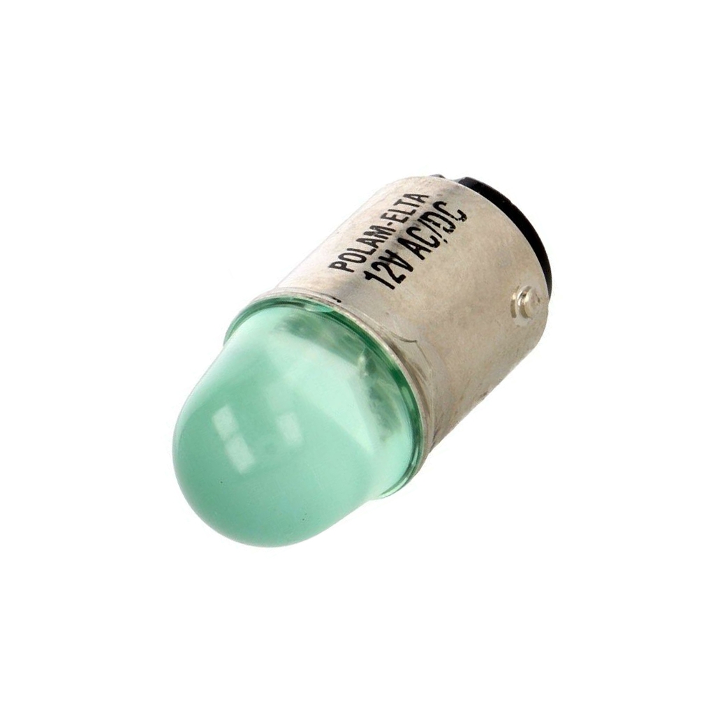 POLAM-ELTA LED lamp; BA15D; green; 12VDC