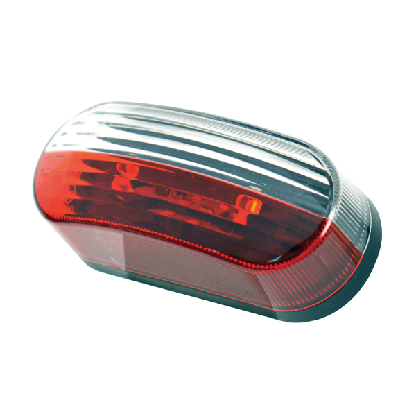LED ovāls piekabes gabarītlukturis sarkans/balts 12V
