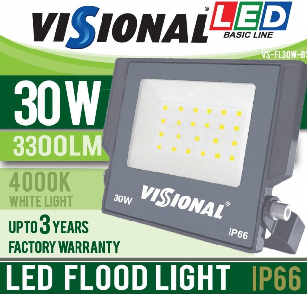 VISIONAL LED prožektors 30W, 4000K |