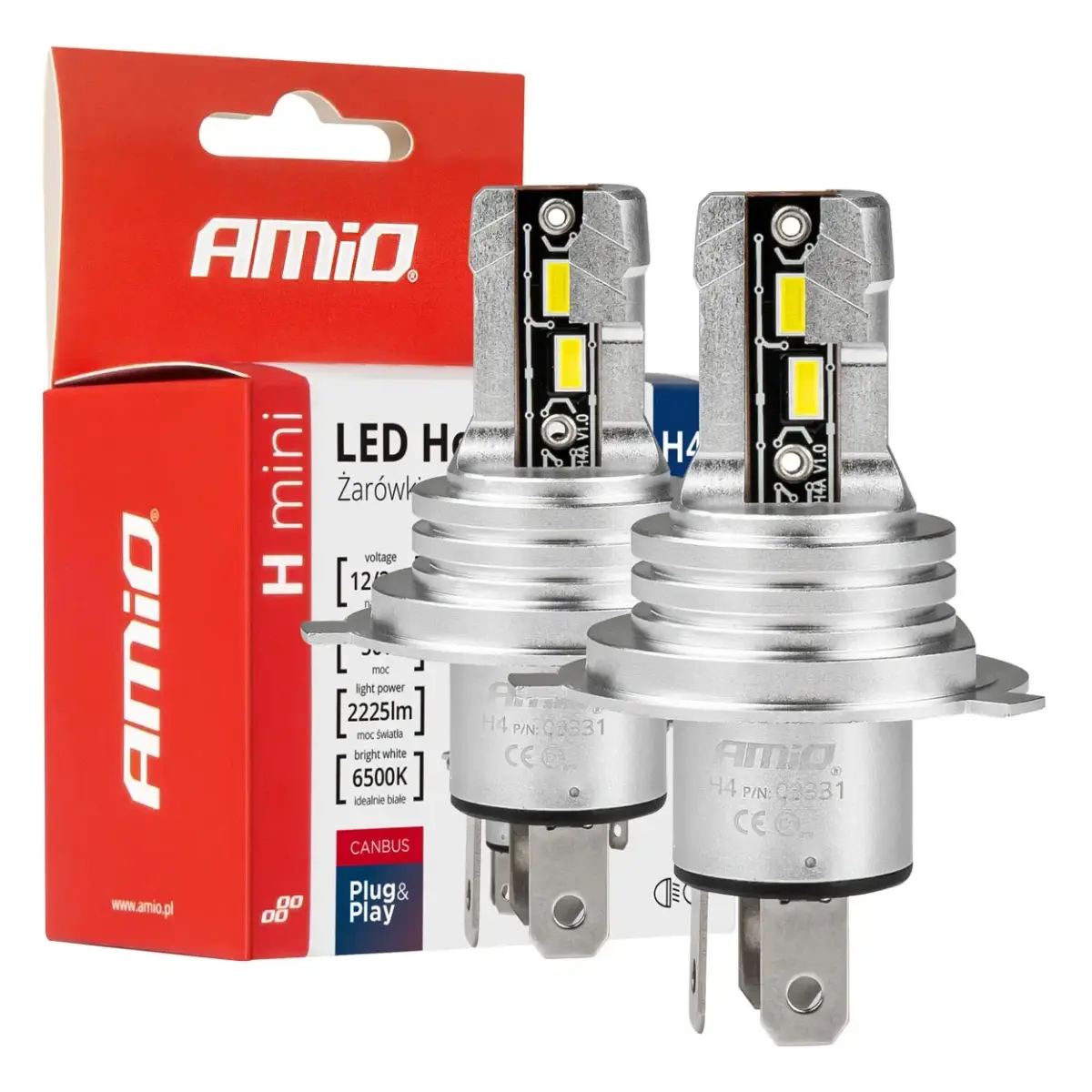 LED spuldzes H-mini sērija H4/H19 AMiO-03331