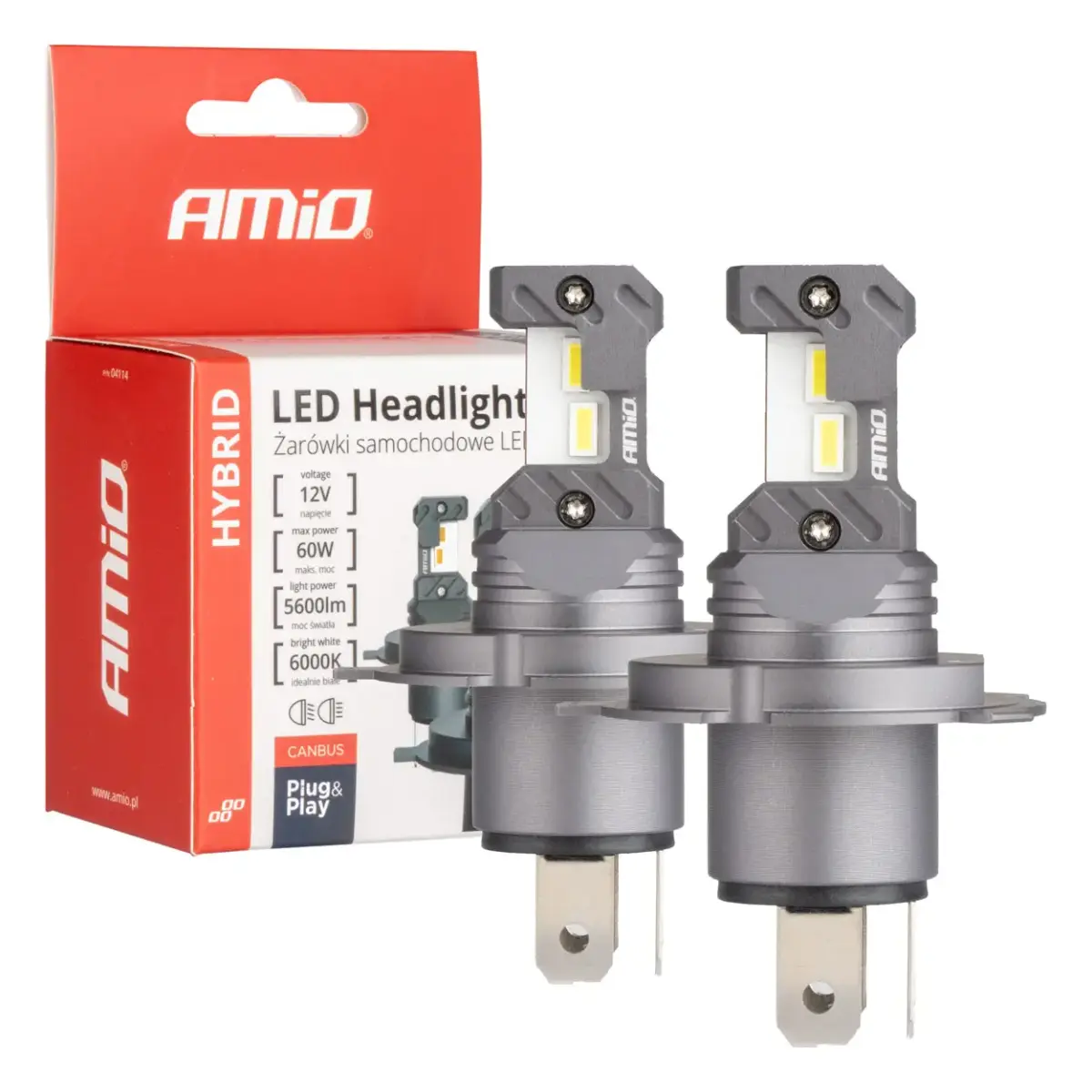 AMIO LED Spuldzes H4, H19, 60W
