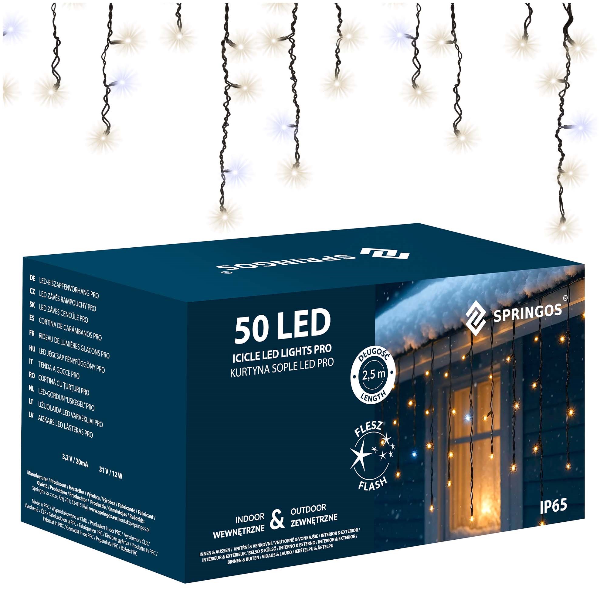 LED svētku gaismas aizkars ar 50